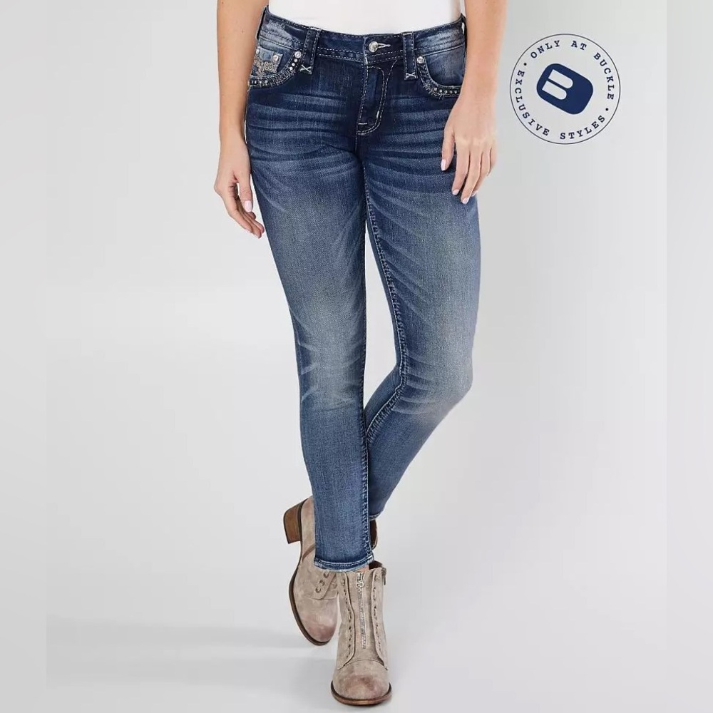 ROCK REVIVAL Kerra Easy Skinny Jeans Rare Hard to Find Rhinestone Denim